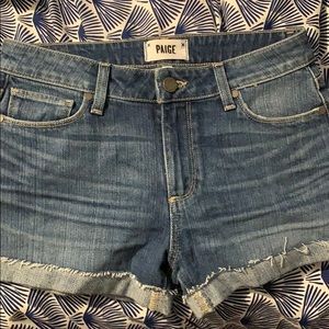 Cute PAIGE cuffed jean shorts.
